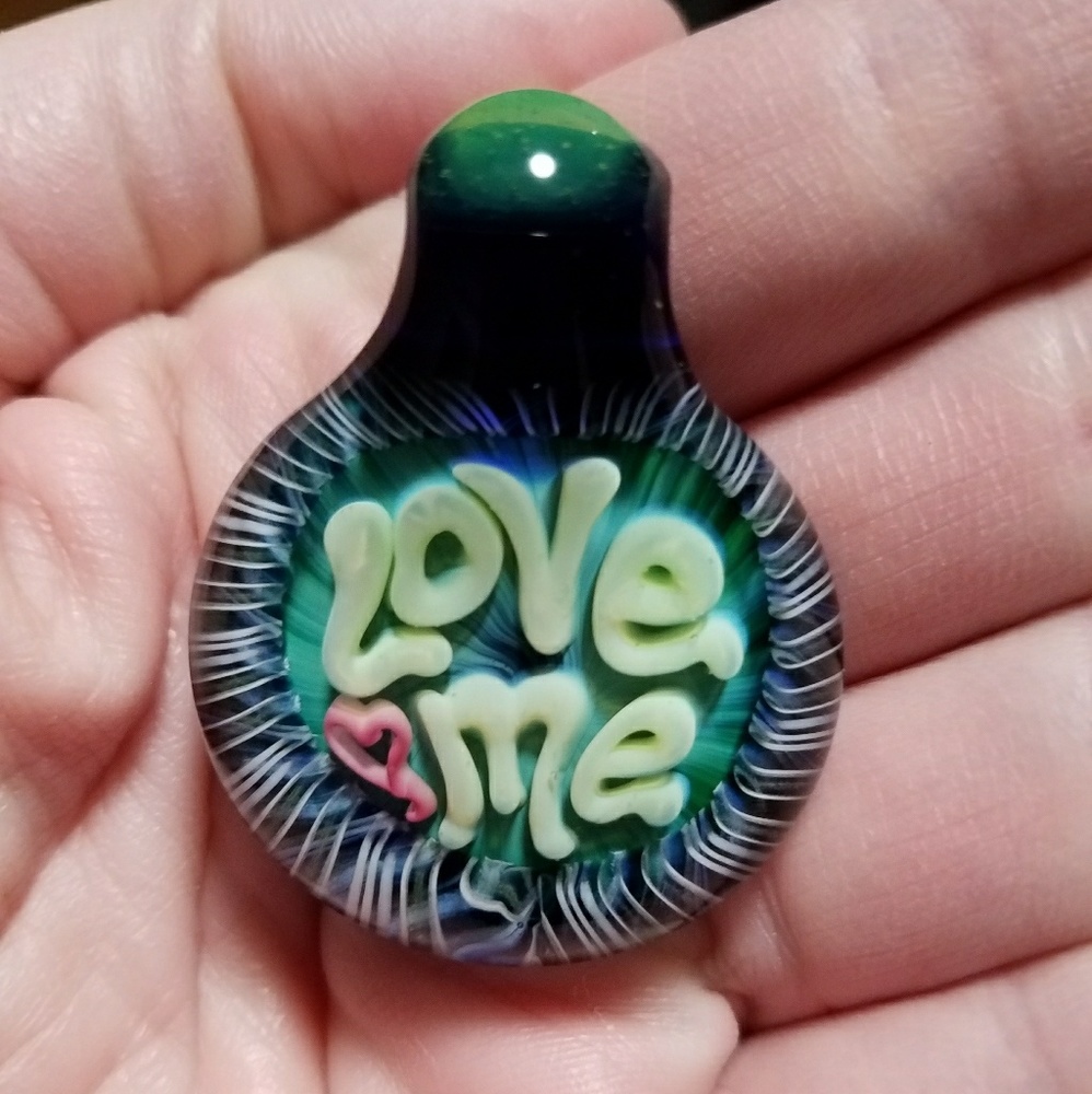 Love Me♡ Hand Blown Glass- Necklace Charm